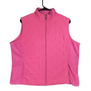 Columbia Vertex Vest Women XL Pink Fleece Full Zip Quilted Pocket Puffer Outdoor